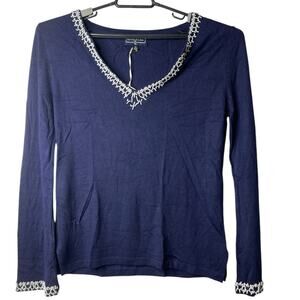 Duffield Lane Briggs Beaded Sweater Top Lightweight X Small‎ New